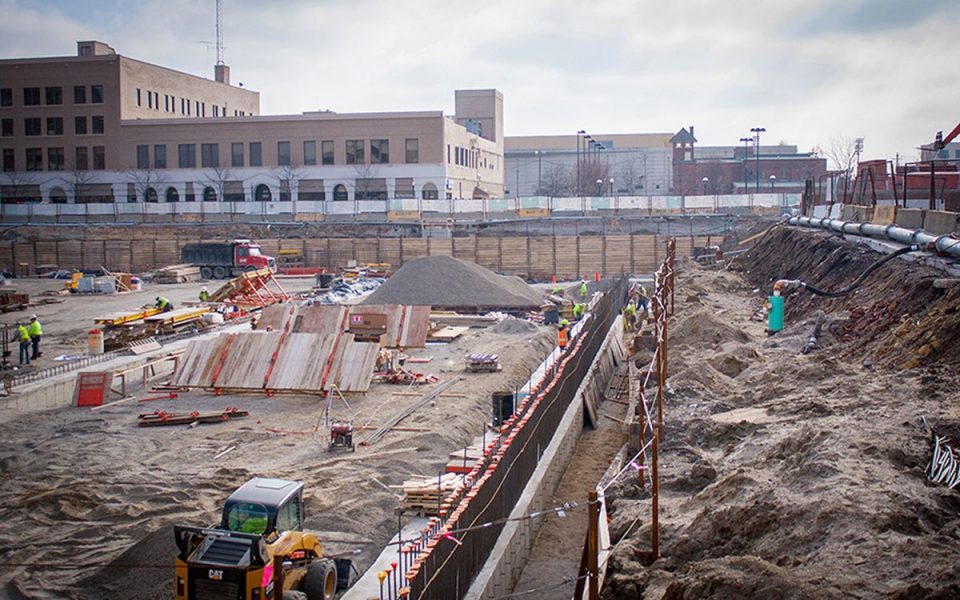 Foundation Construction at Ash Skyline Plaza Downtown Fort Wayne